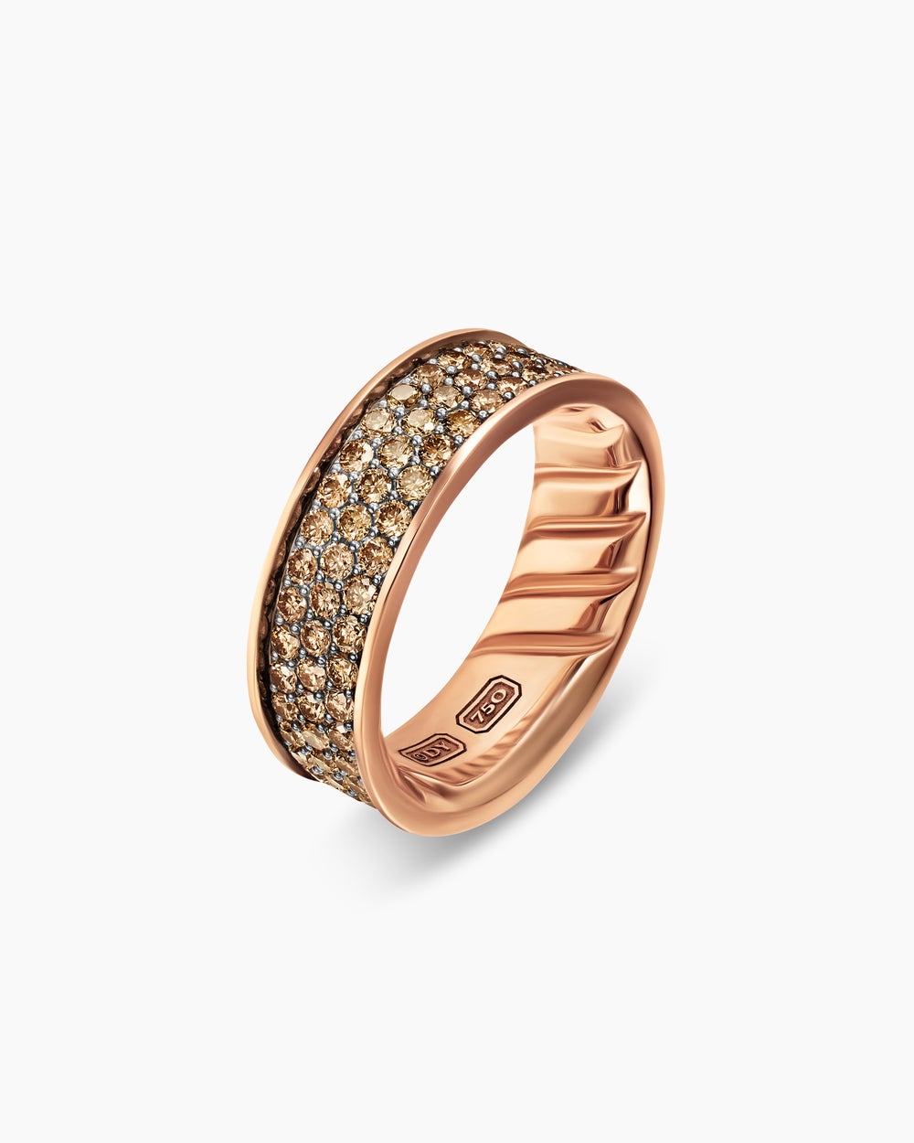 Mens Streamline Band Ring in 18K Rose Gold, 7.6mm
