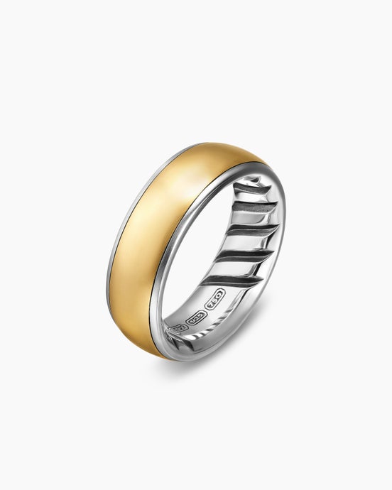 Streamline® Band Ring in Sterling Silver with 18K Yellow Gold, 7.6mm