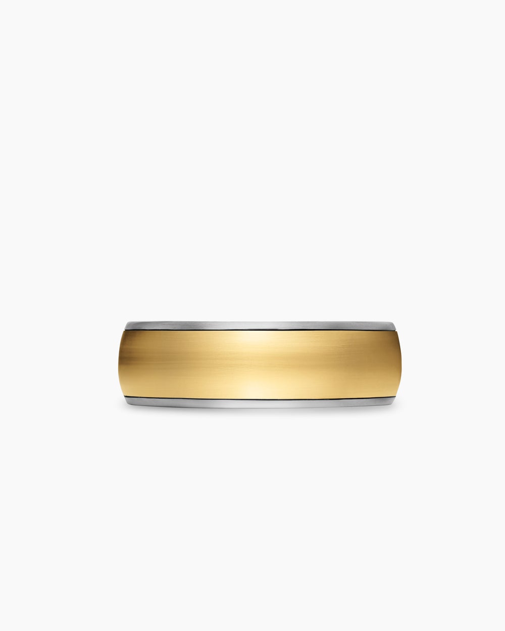 Mens Streamline Band Ring in Sterling Silver with 18K Yellow Gold, 7.6mm