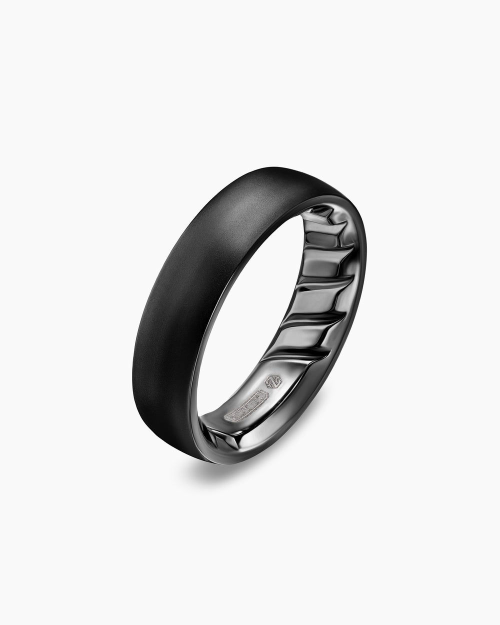 Mens Streamline Band Ring in Black Titanium, 6.2mm