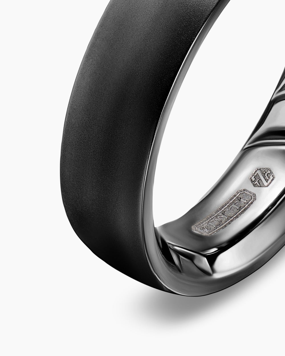 Mens Streamline Band Ring in Black Titanium, 6.2mm