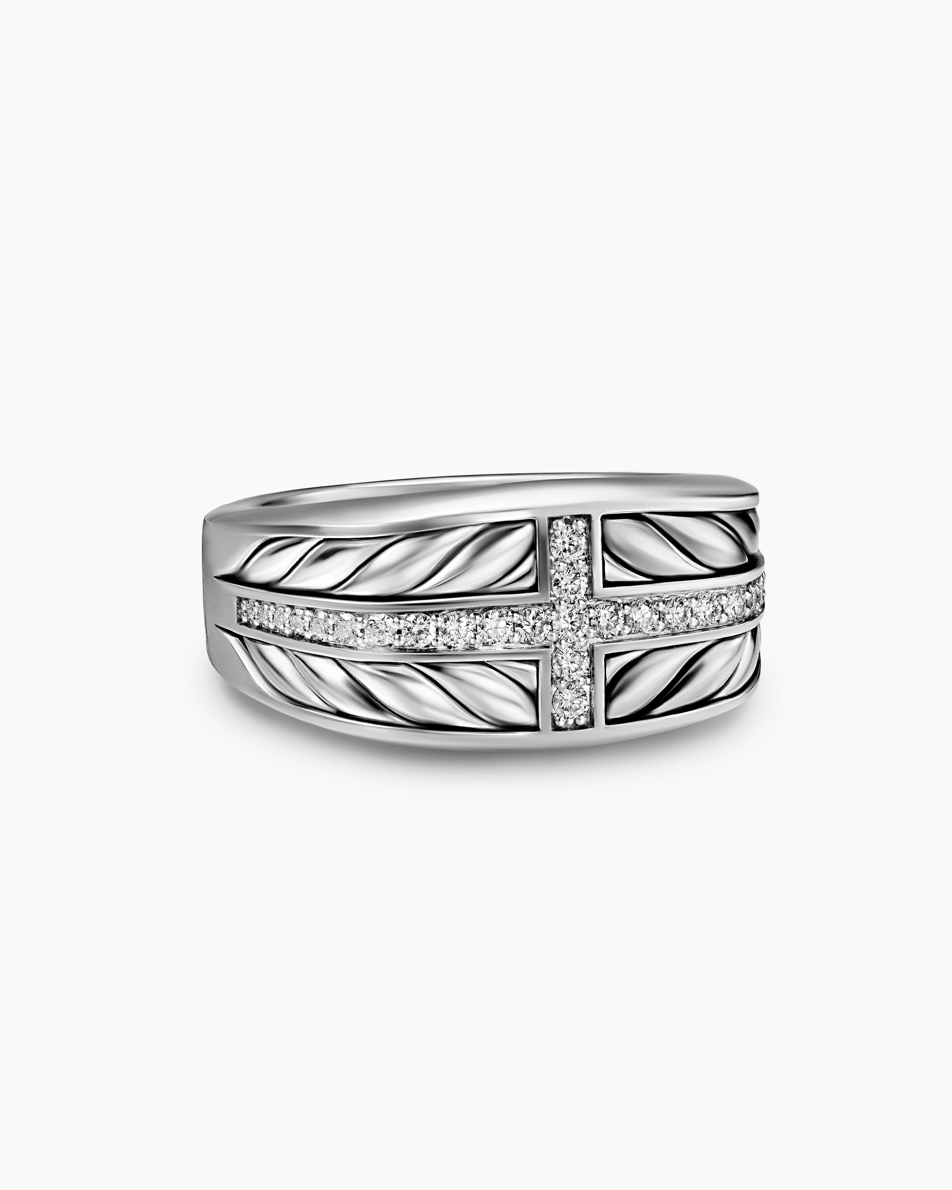 Chevali&egrave;re Chevron &agrave; trois faces en argent sterling, 12,5 mm hommes 