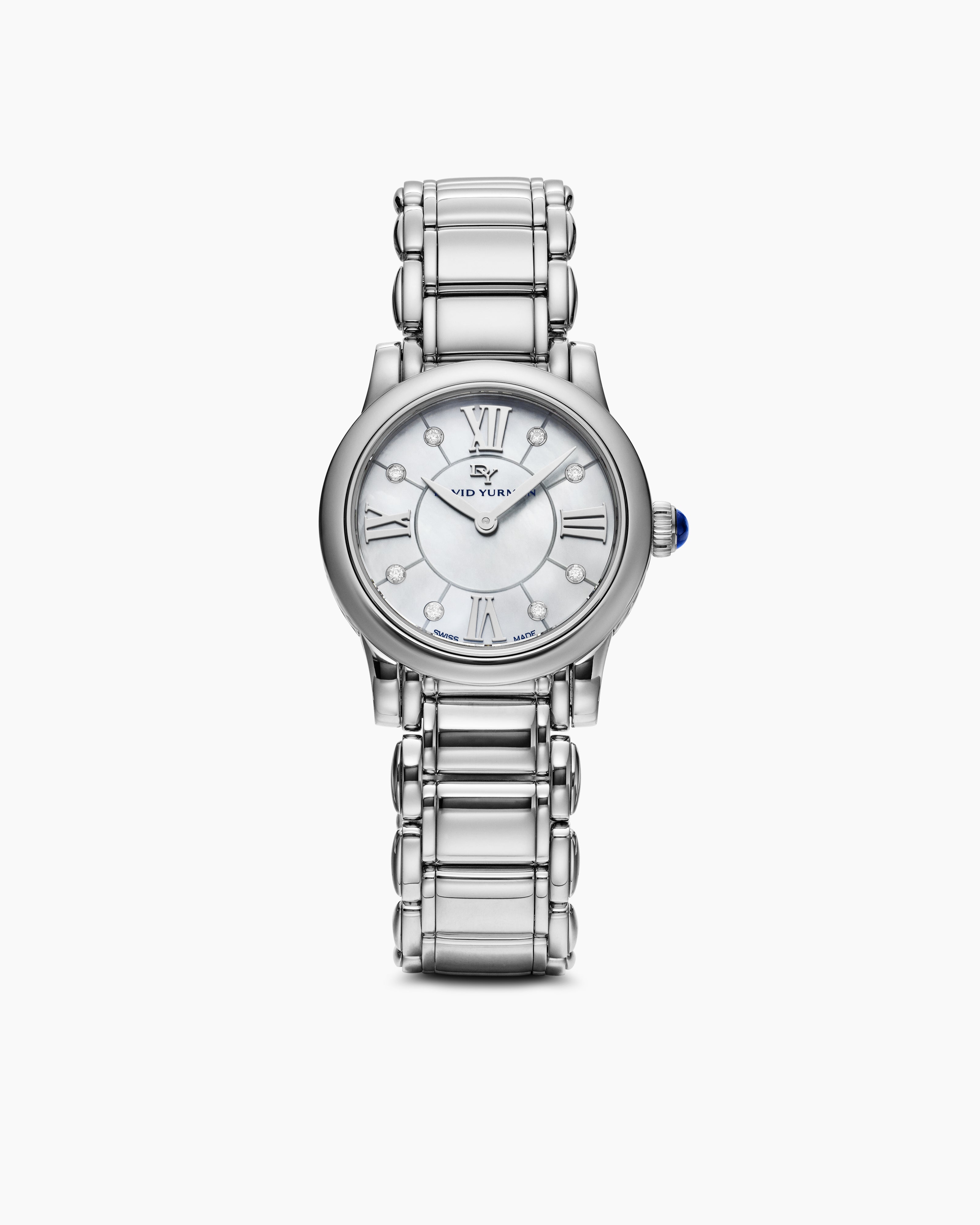 Womens Classic Quartz Stainless Steel Watch with Diamonds, 30mm