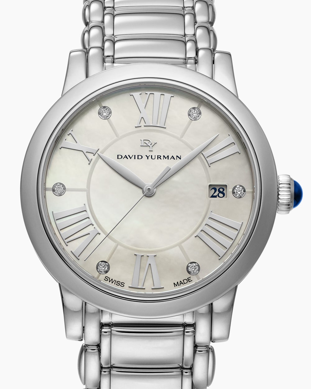 Womens Classic Quartz Watch in Stainless Steel with Diamonds, 38mm
