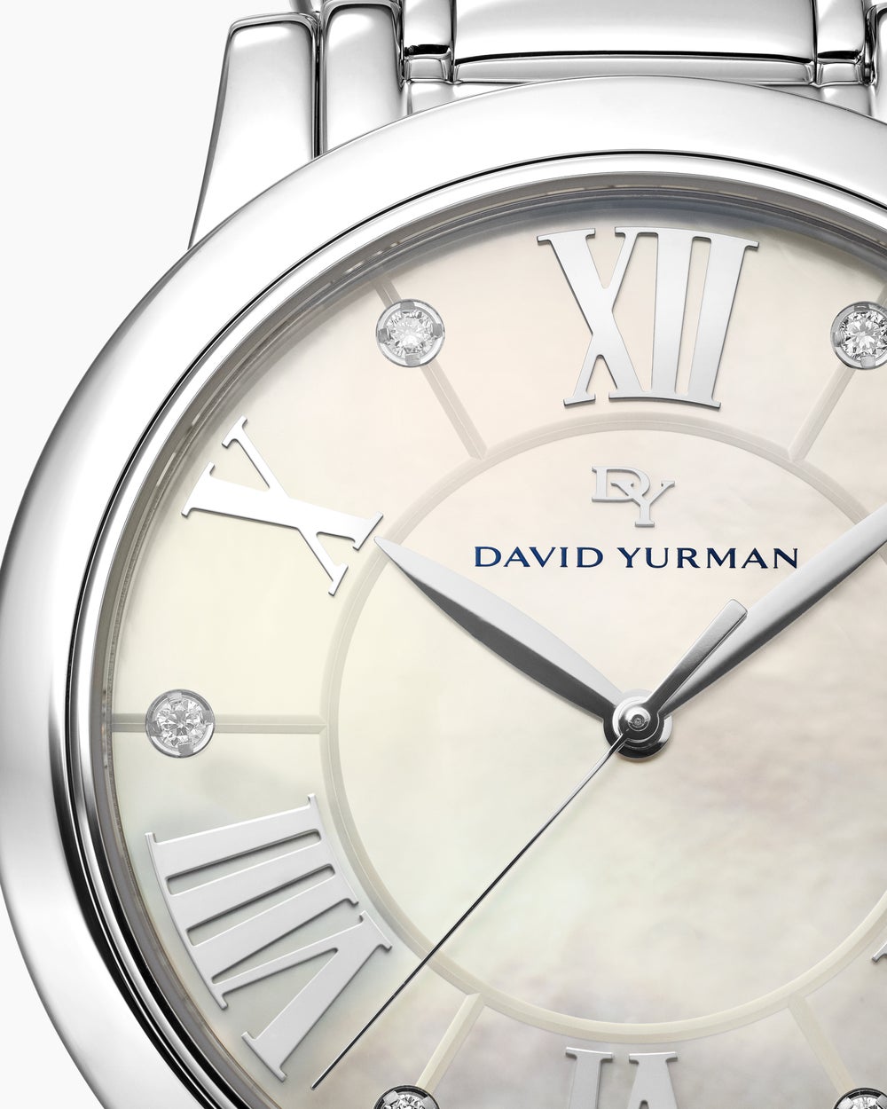 Womens Classic Quartz Watch in Stainless Steel with Diamonds, 38mm
