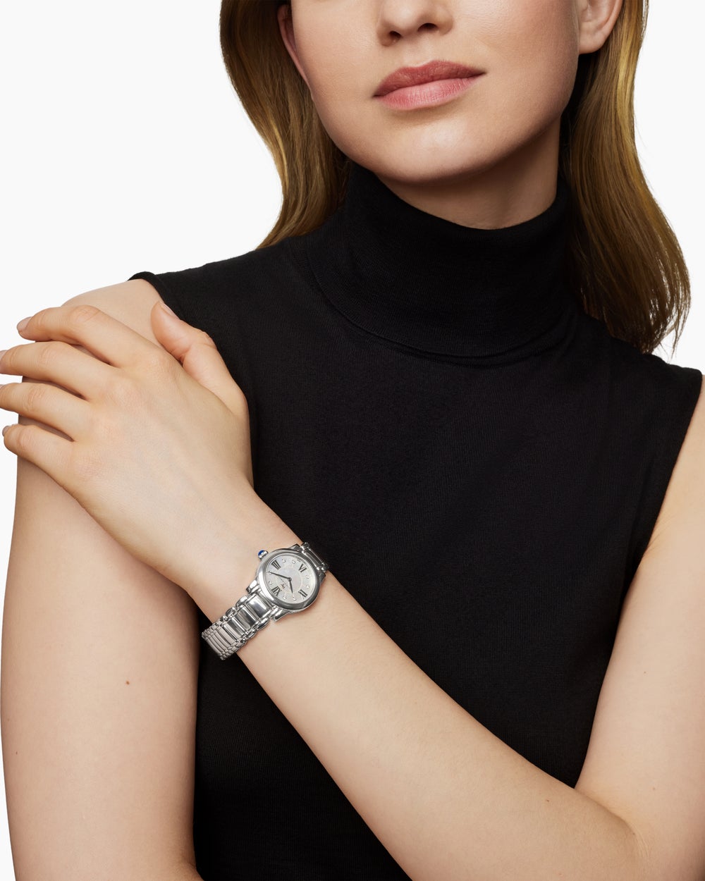 Womens Classic Quartz Watch in Stainless Steel with Diamonds, 38mm