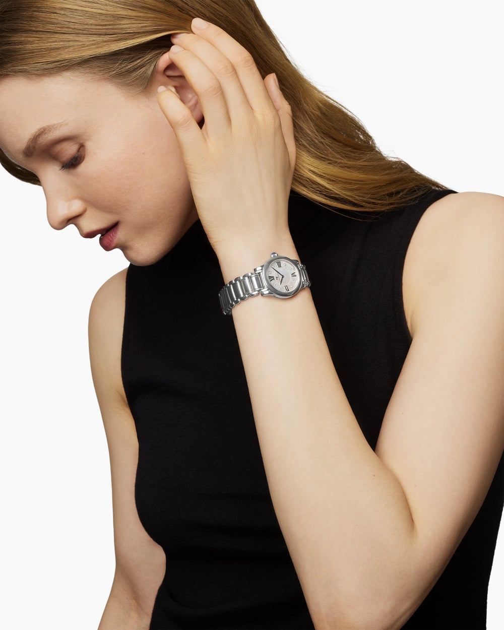 Womens Classic Quartz Watch in Stainless Steel with Diamonds, 38mm