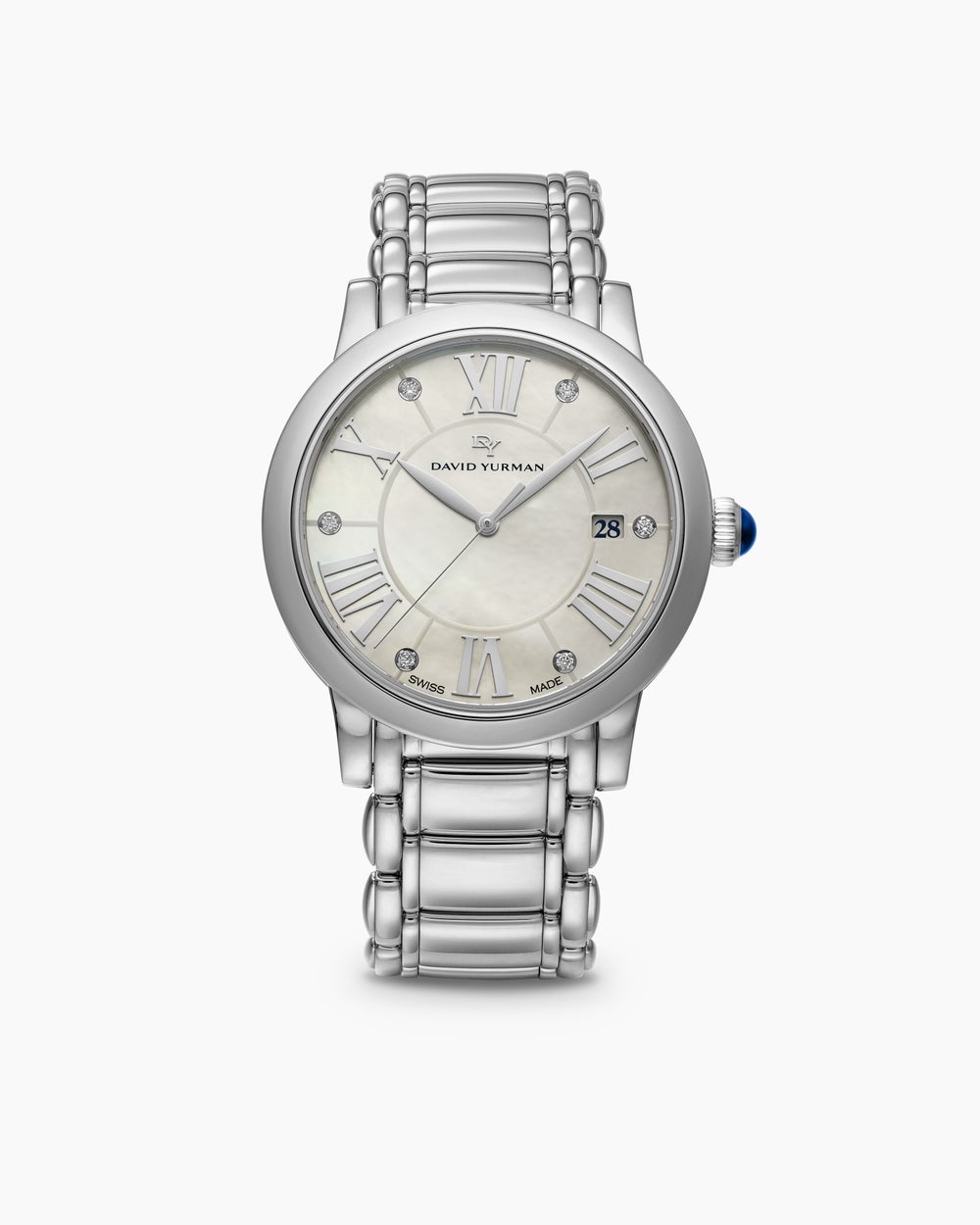 Womens Classic Quartz Watch in Stainless Steel with Diamonds, 38mm