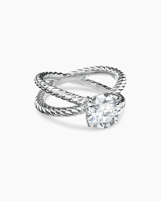 Bague de fiançailles DY Crossover Cable en platine, taille ronde