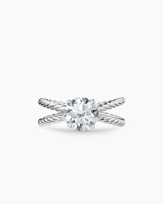 Bague de fiançailles DY Crossover en platine, taille ronde