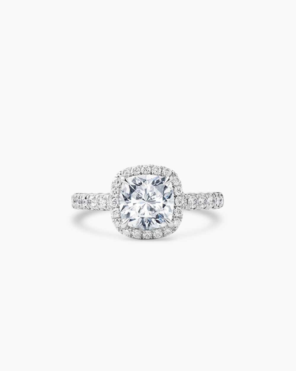 Bague de fiançailles DY Eden Pavé Halo en platine, taille coussin femme