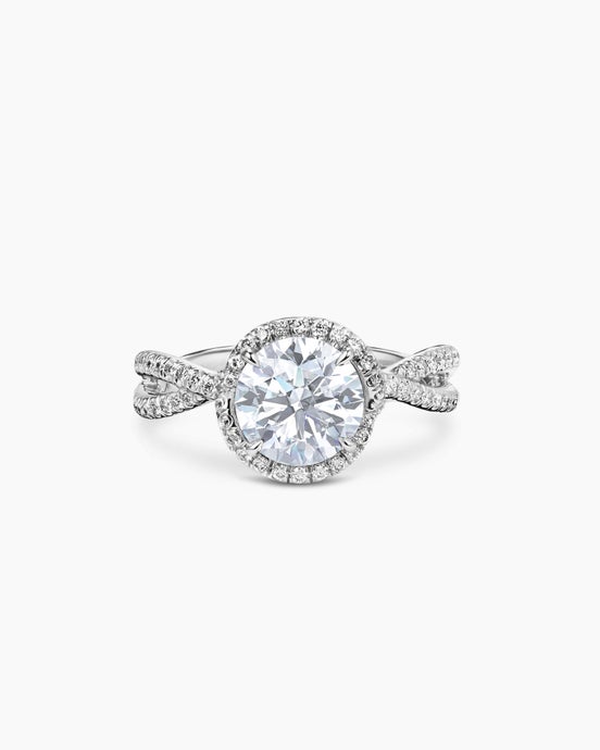 Bague de fiançailles intégralement pavé Halo DY Infinity en platine, taille ronde