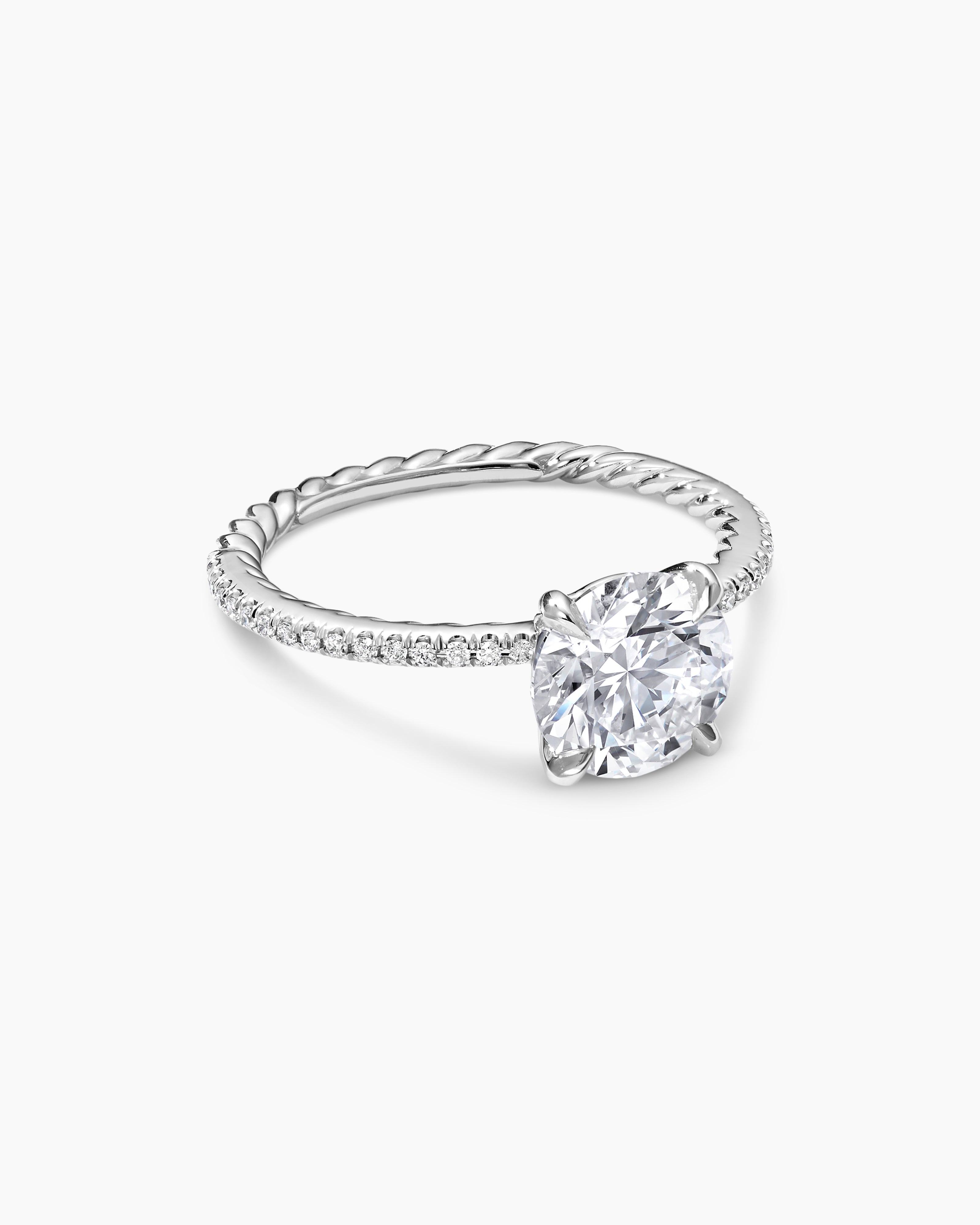 Bague de fian&ccedil;ailles DY Eden Pav&eacute; en platine, ronde femme 