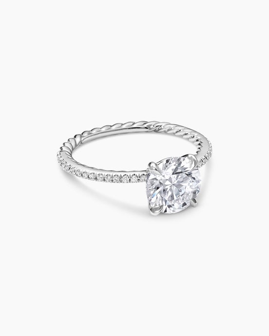 Bague de fiançailles à pavé DY Eden en platine, ronde