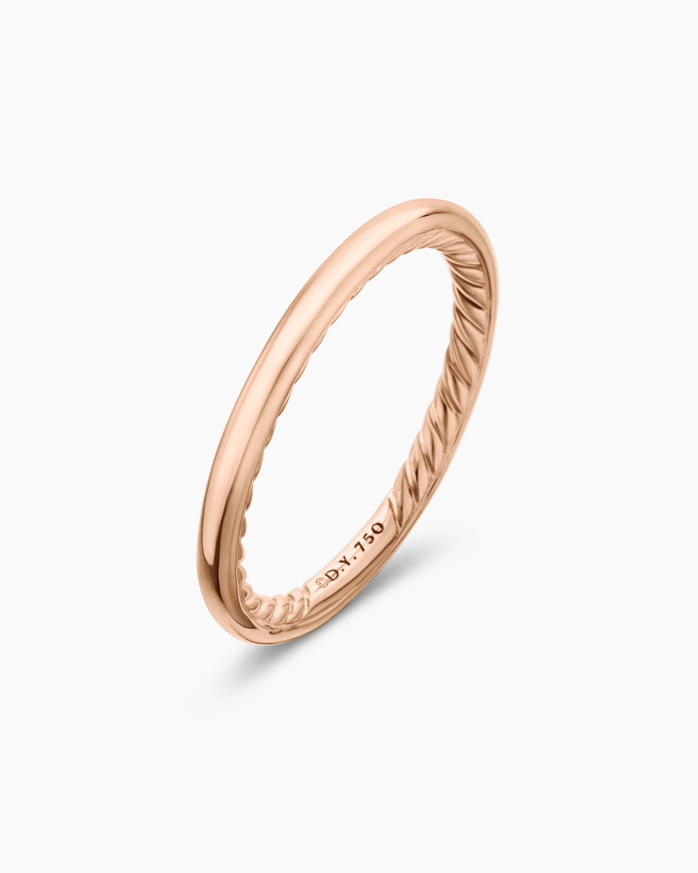 Anneau DY Eden en or rose 18 carats, 2 mm femmes