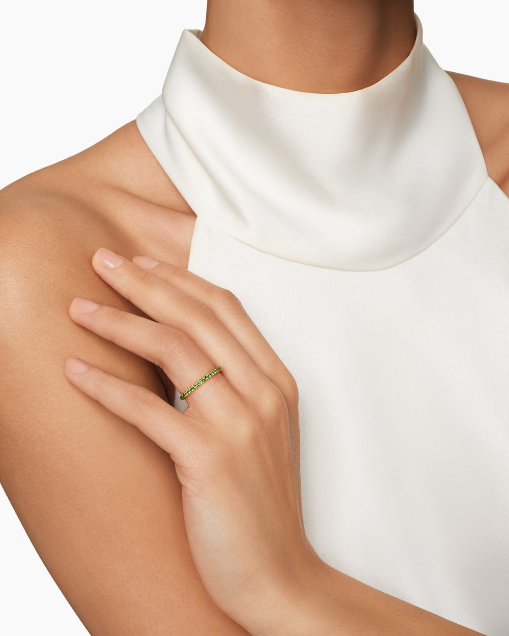 Womens DY Eden Band Ring in 18K Yellow Gold with Pavé, 1.85mm