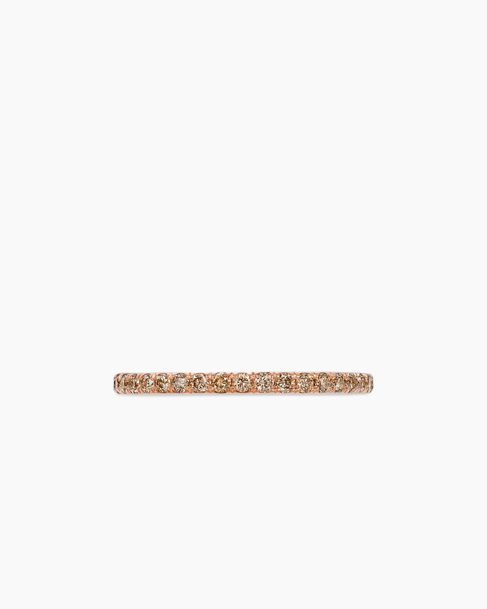 Womens DY Eden Band Ring in 18K Rose Gold with Pavé Cognac Diamonds, 1.85mm