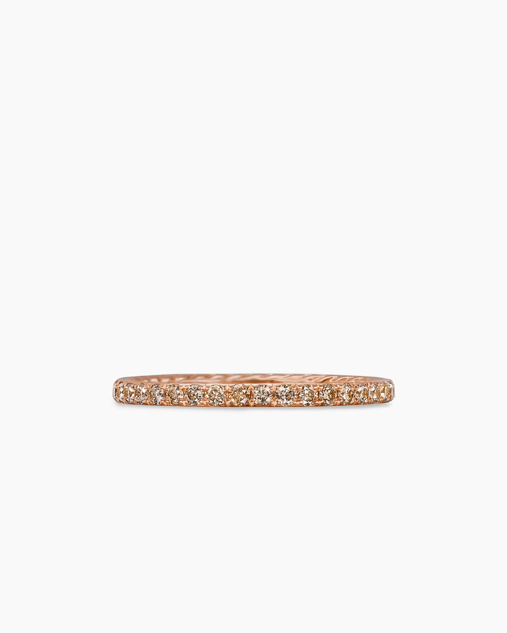 Womens DY Eden Band Ring in 18K Rose Gold with Pavé Cognac Diamonds, 1.85mm
