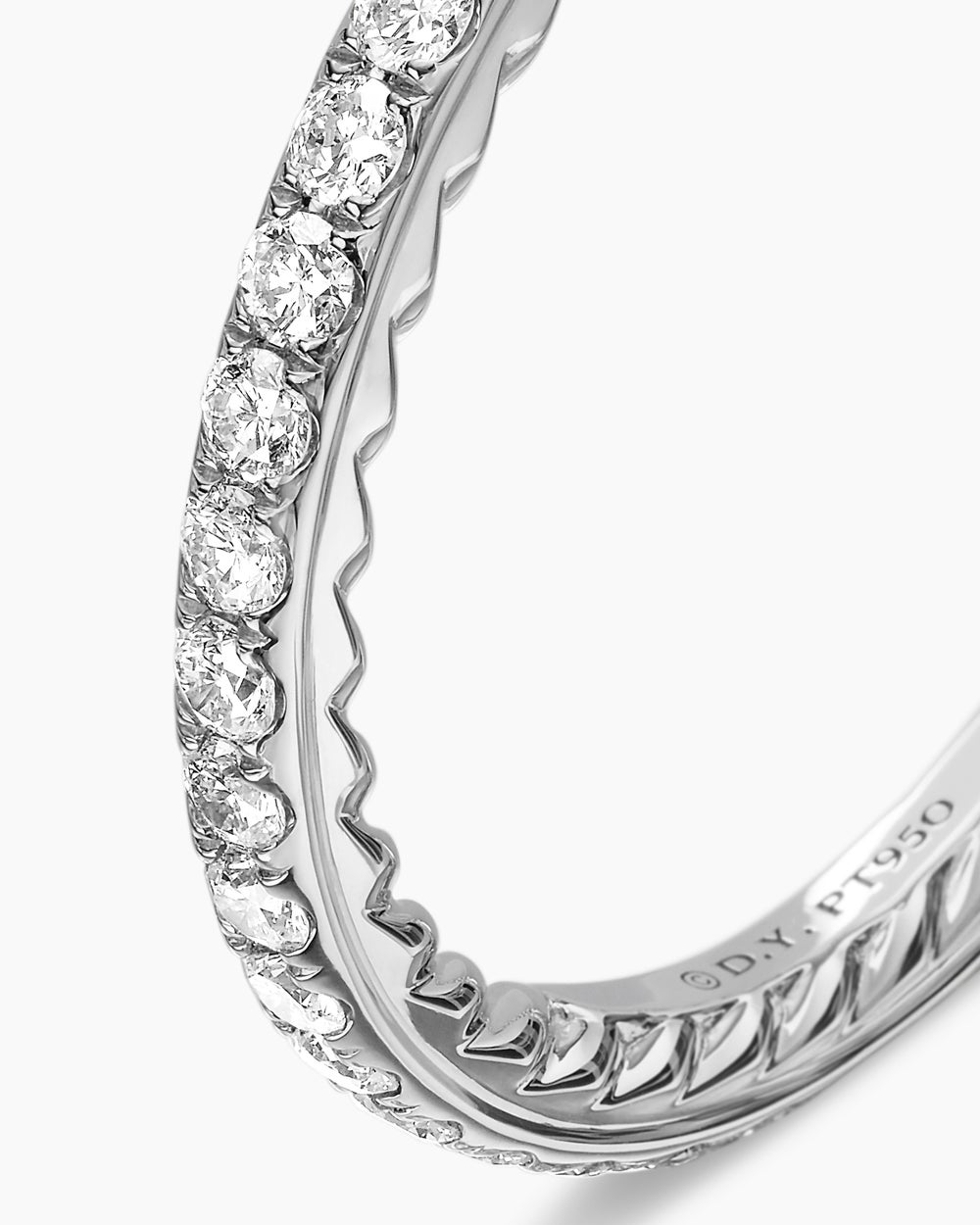 Anneau DY Eden en platine avec pavé, 1,85 mm femme