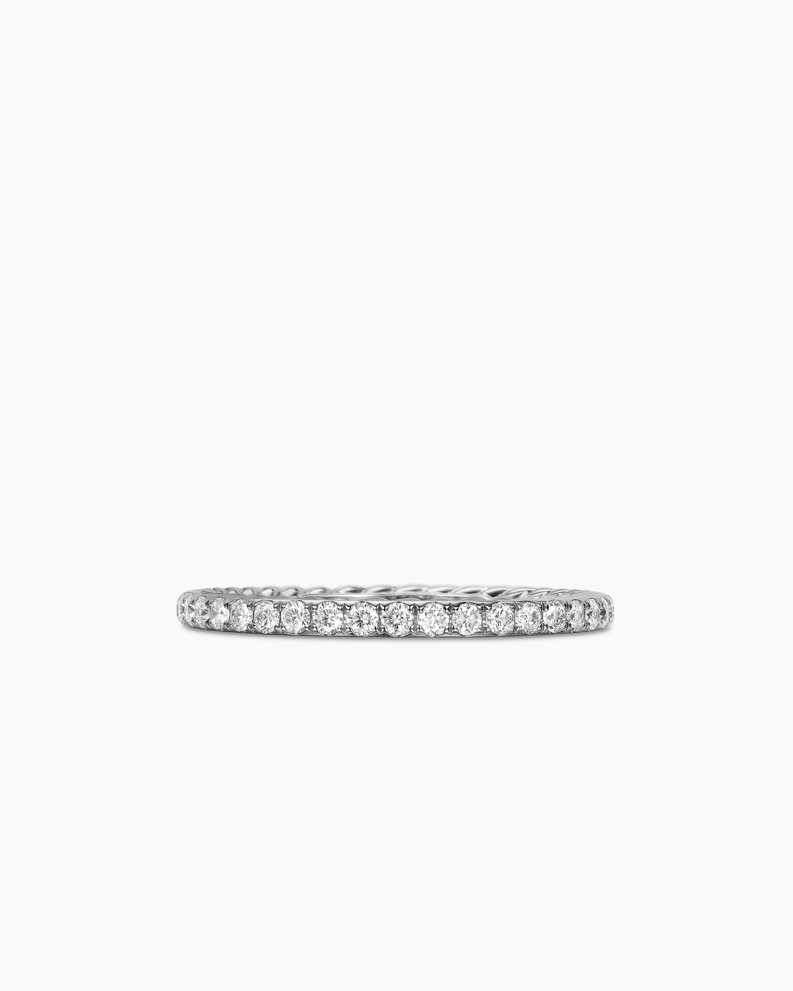 Anneau DY Eden en platine avec pav&eacute;, 1,85 mm femme 