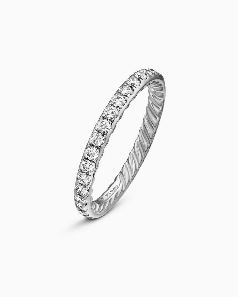 Womens DY Eden Band Ring in Platinum with Diamonds, 2.2mm