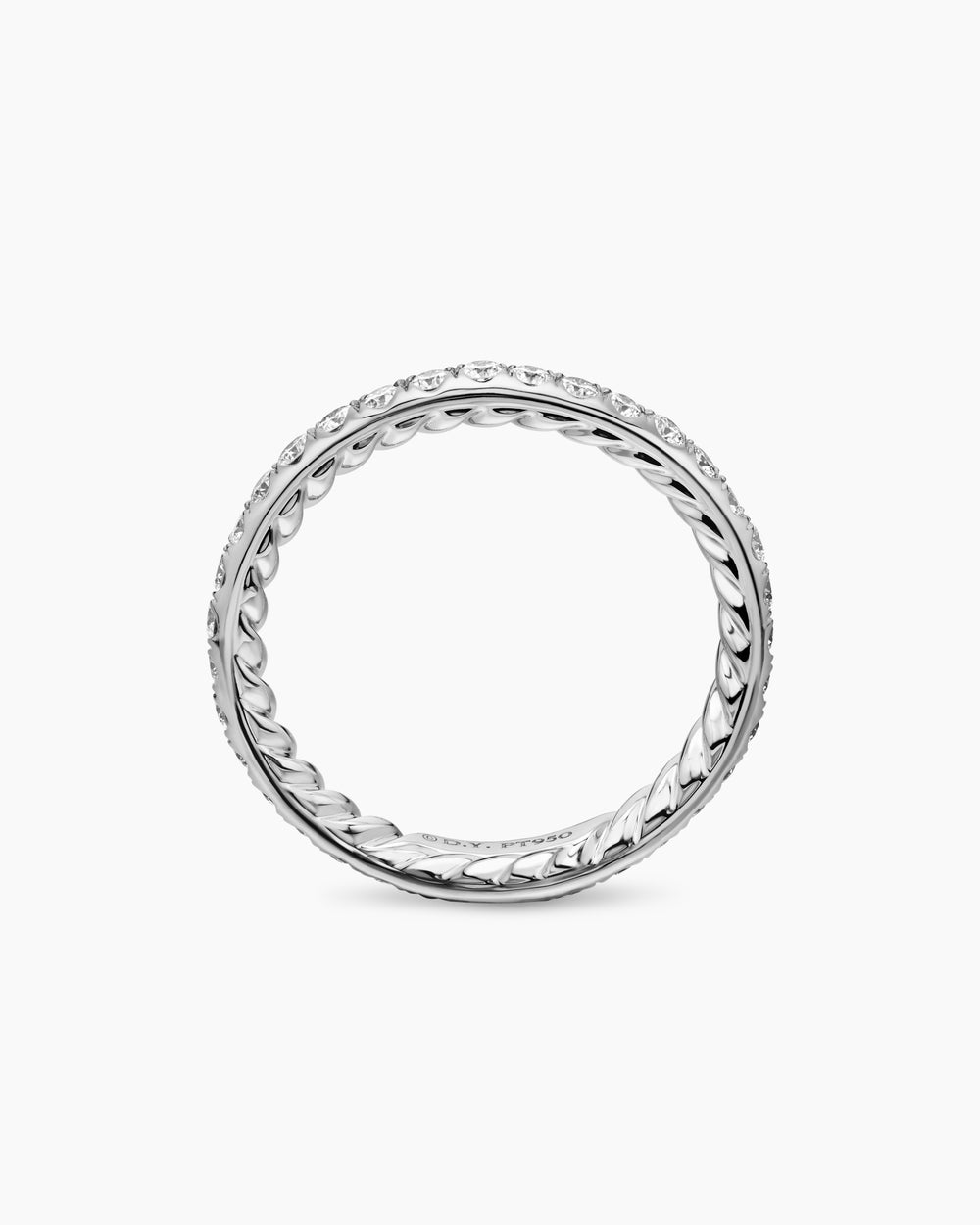 Womens DY Eden Band Ring in Platinum with Diamonds, 2.2mm