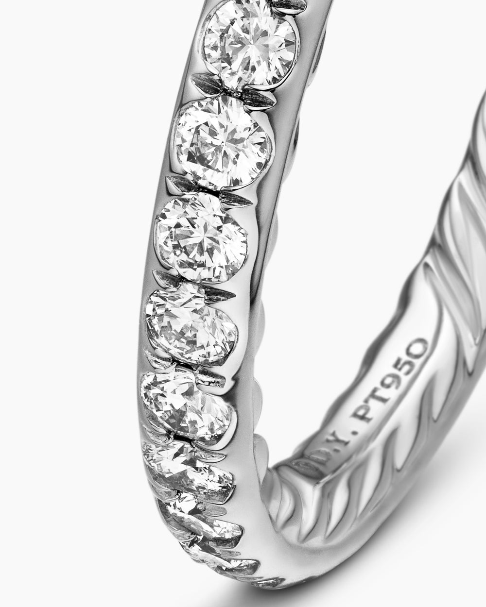 Womens DY Eden Band Ring in Platinum with Diamonds, 2.2mm