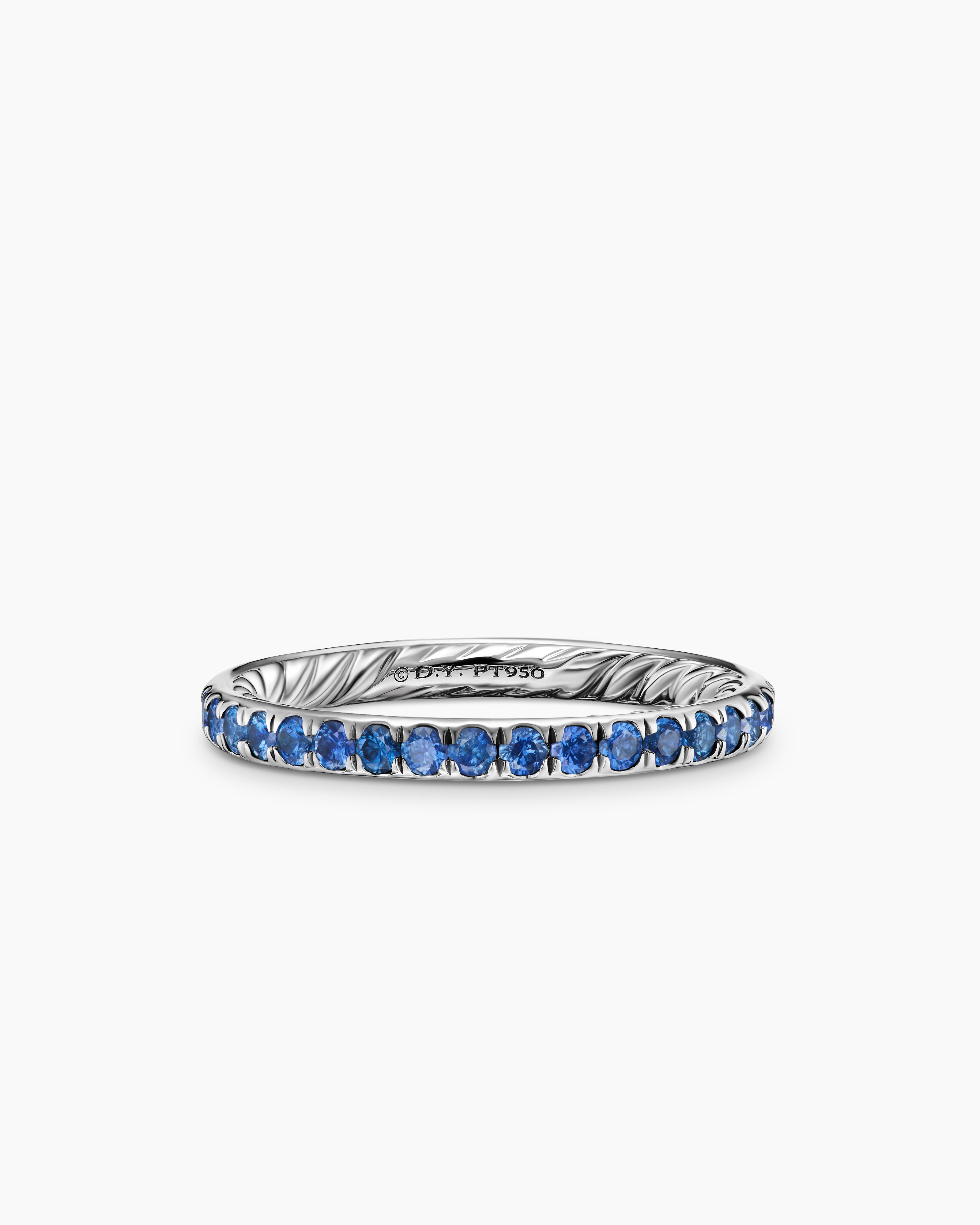 Womens DY Eden Band Ring in Platinum with Diamonds, 2.2mm