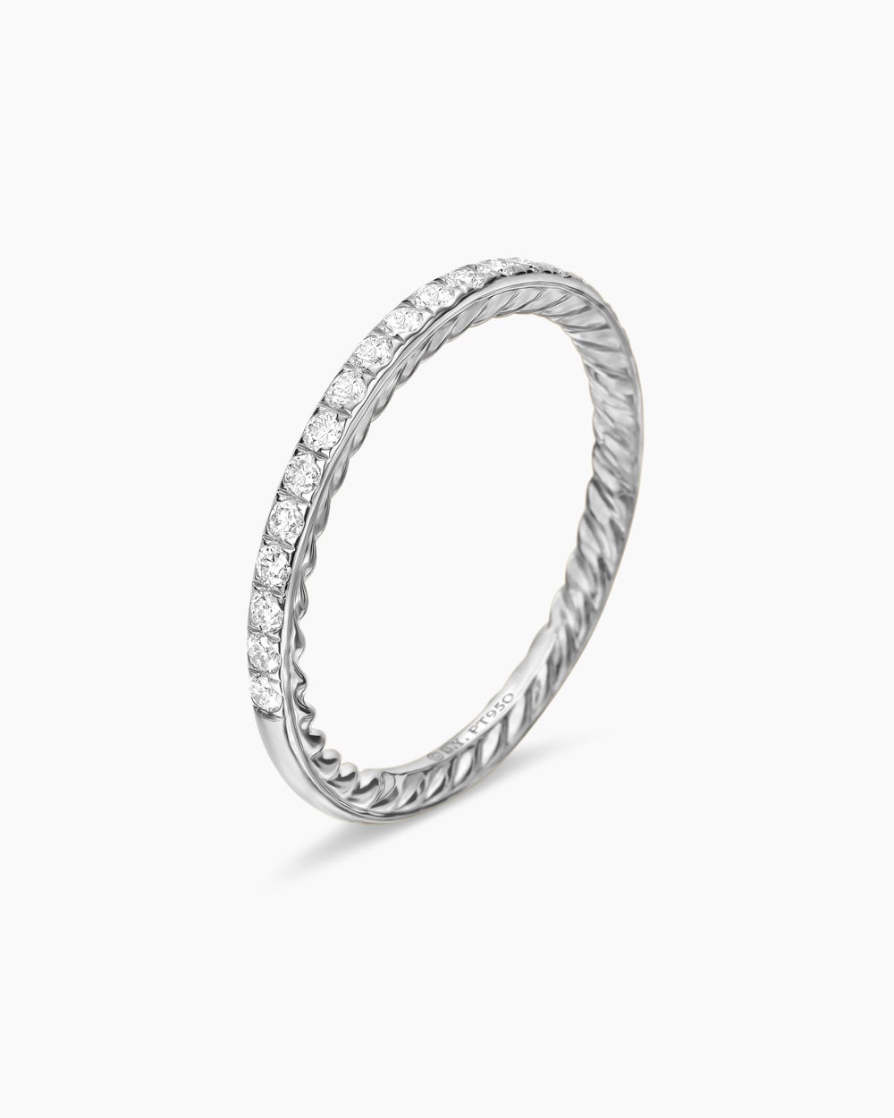 Anneau demi-serti DY Eden en platine avec diamants, 1,85 mm pour femmes