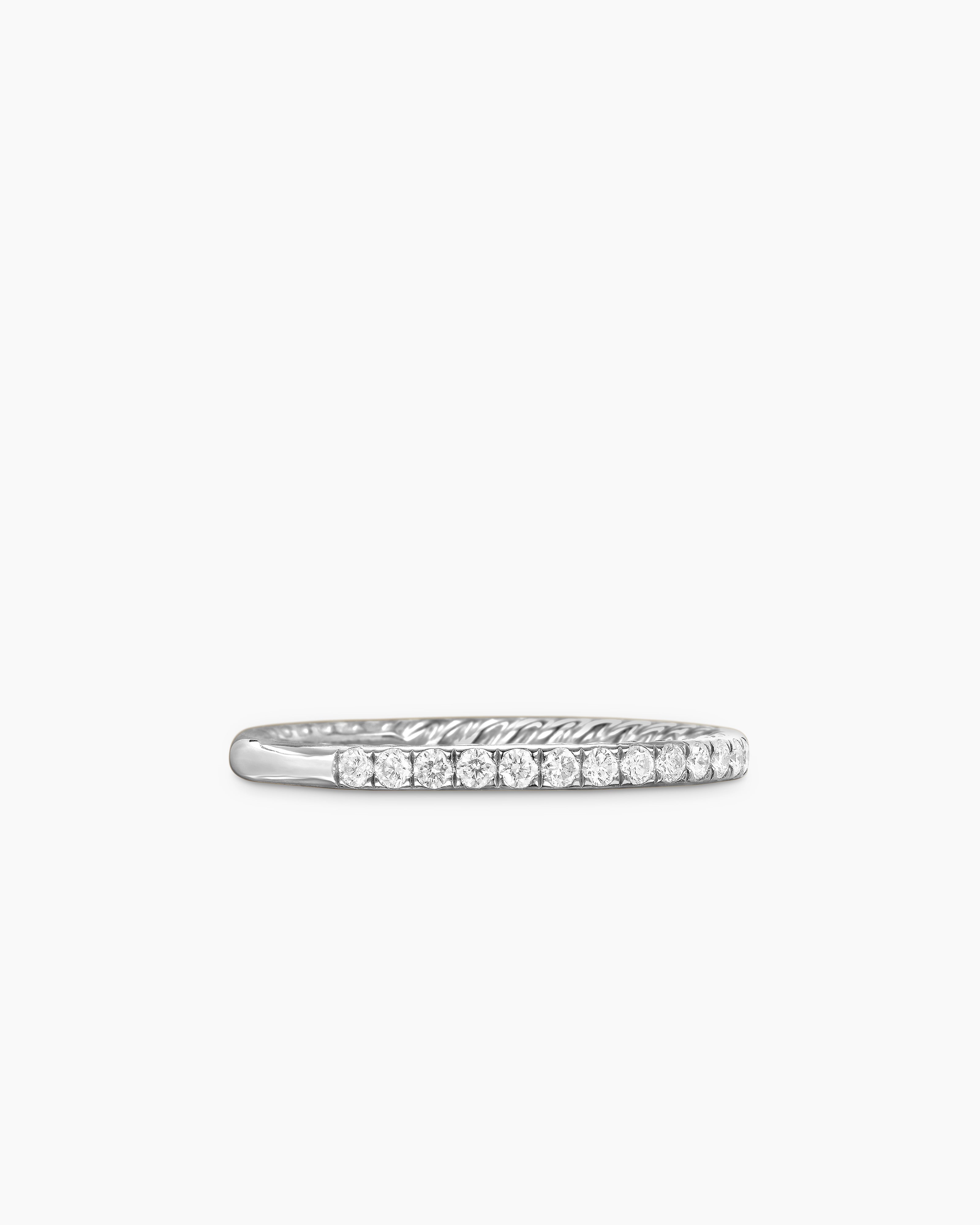 Anneau demi-serti DY Eden en platine avec diamants, 1,85 mm pour femmes 