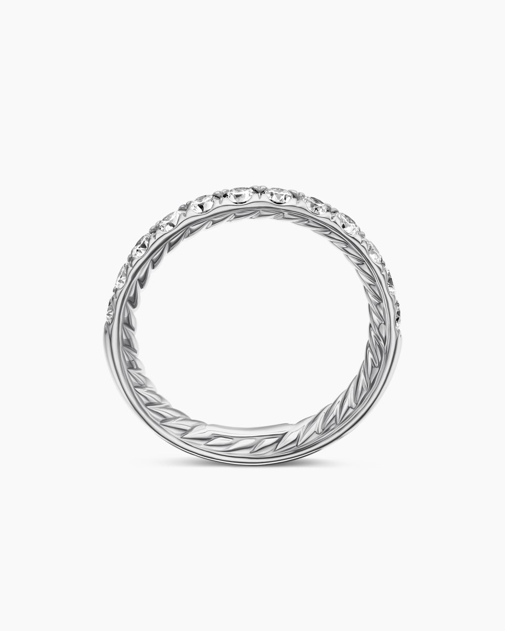 Womens DY Eden Partway Band Ring in Platinum, 2.8mm
