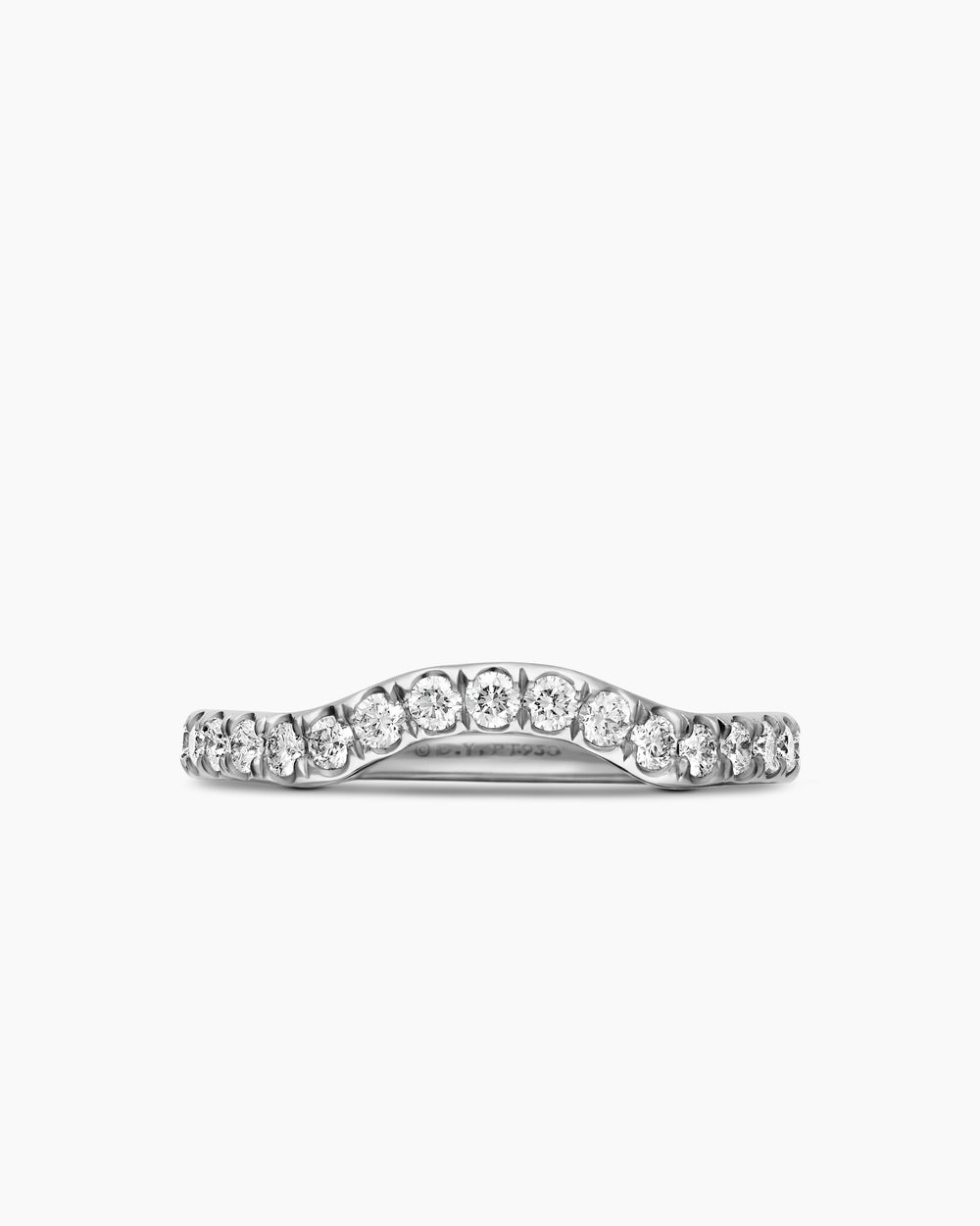 Womens DY Eden Band Ring in Platinum with Pavé Diamonds, 2.3mm