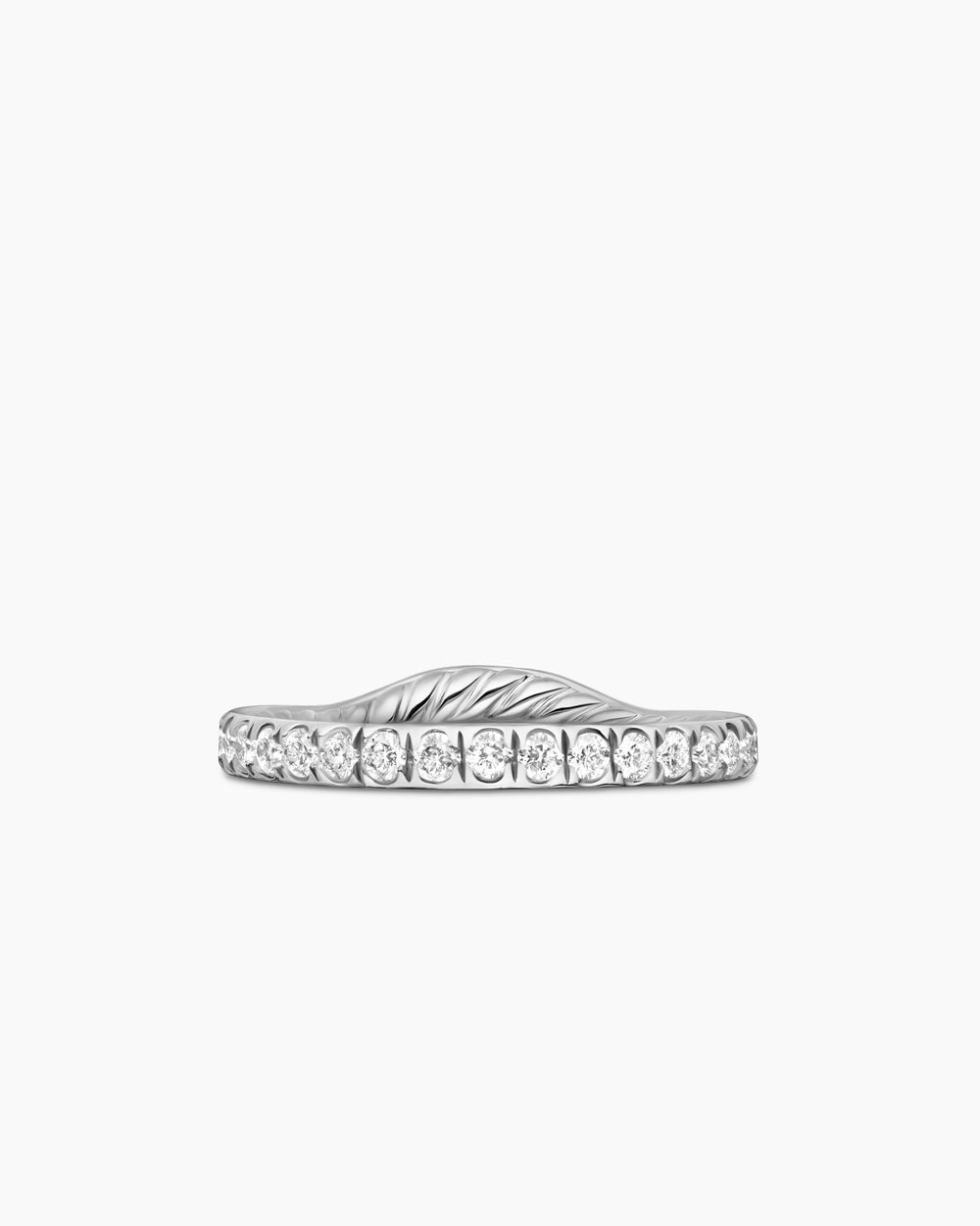 Womens DY Eden Band Ring in Platinum with Pavé Diamonds, 2.3mm
