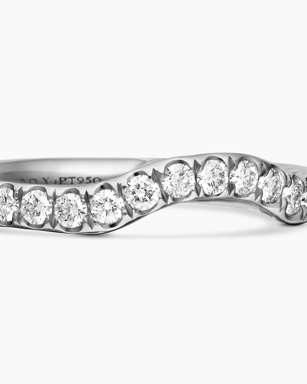 Womens DY Eden Band Ring in Platinum with Pavé Diamonds, 2.3mm