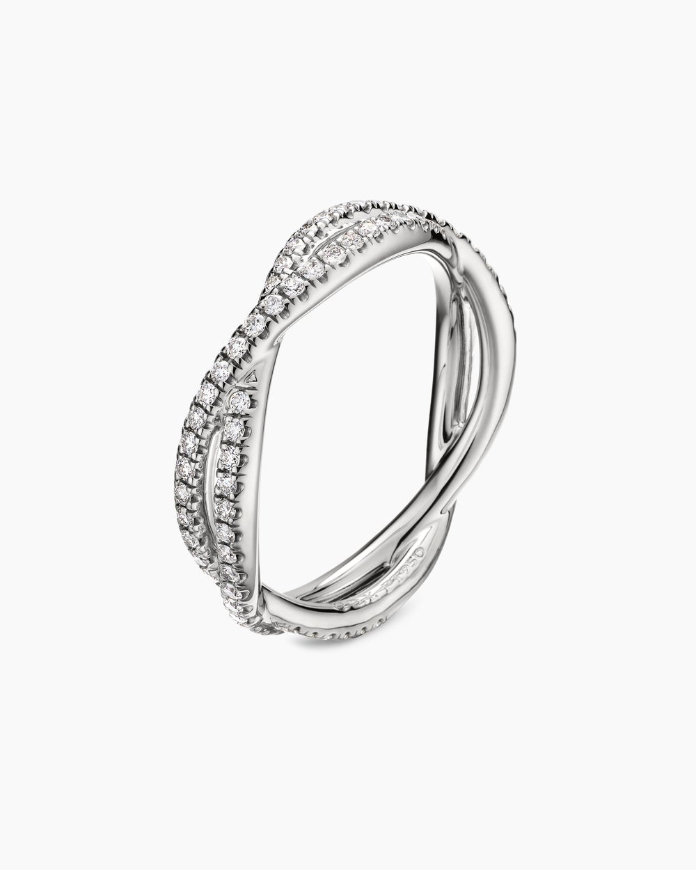 Womens DY Infinity Band Ring in Platinum with Diamonds, 4.18mm