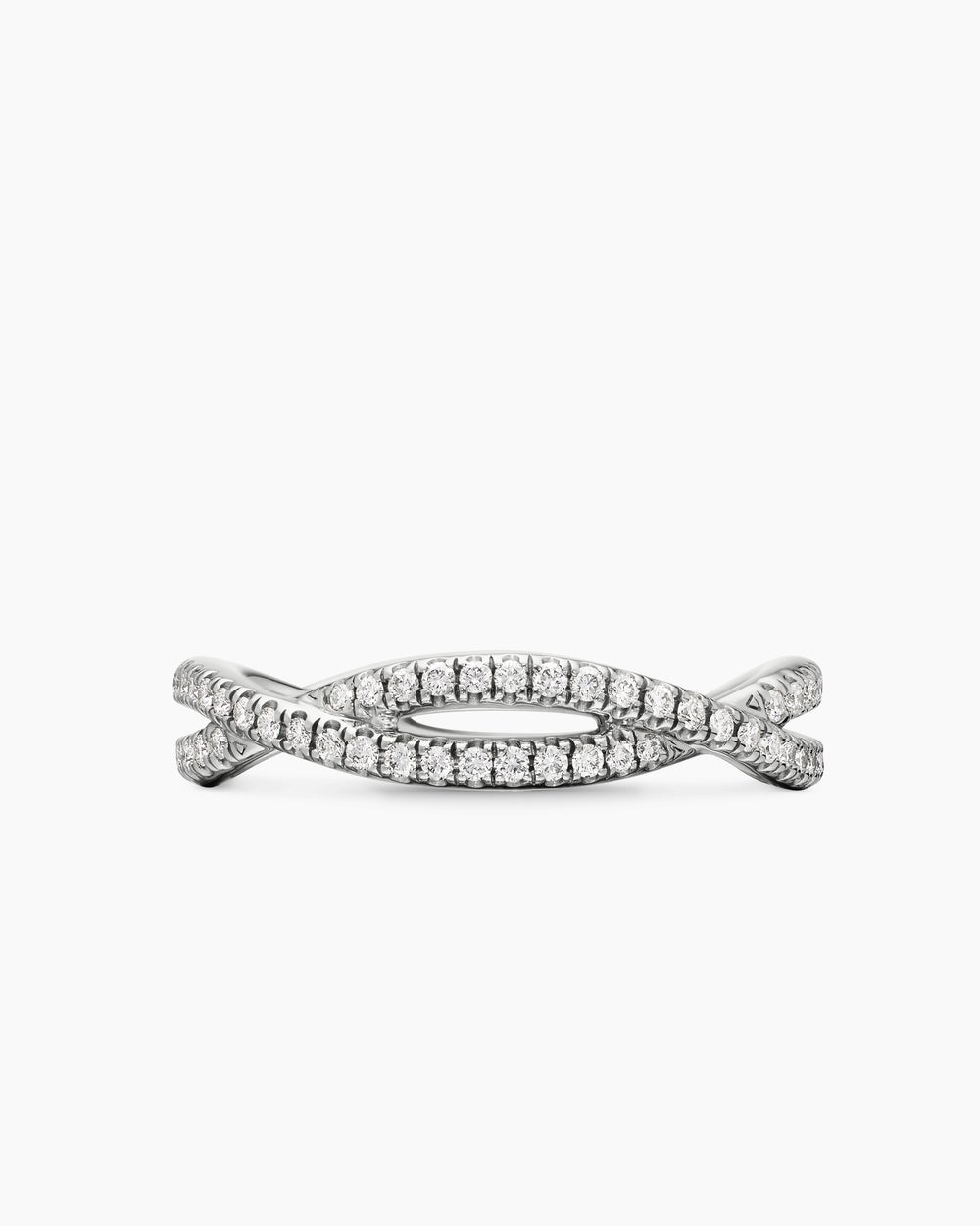 Womens DY Infinity Band Ring in Platinum with Diamonds, 4.18mm
