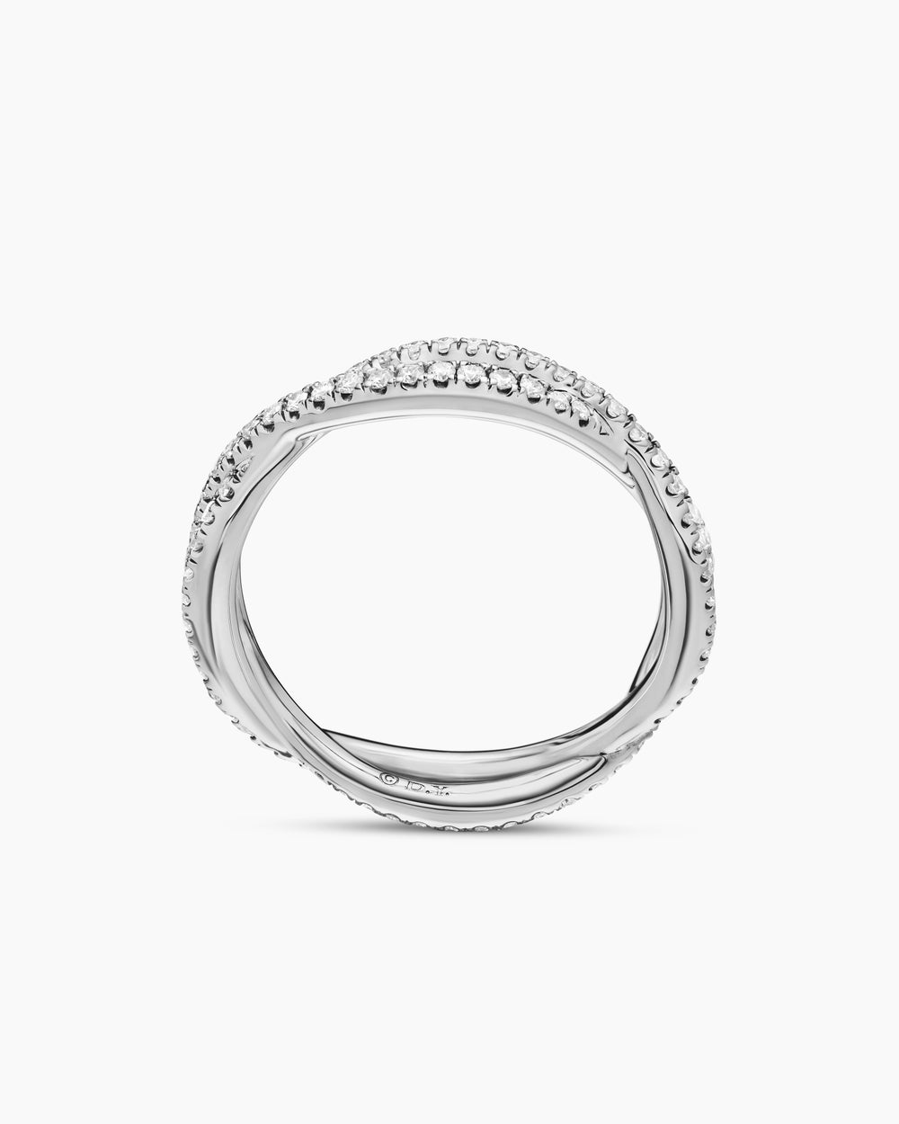 Womens DY Infinity Band Ring in Platinum with Diamonds, 4.18mm