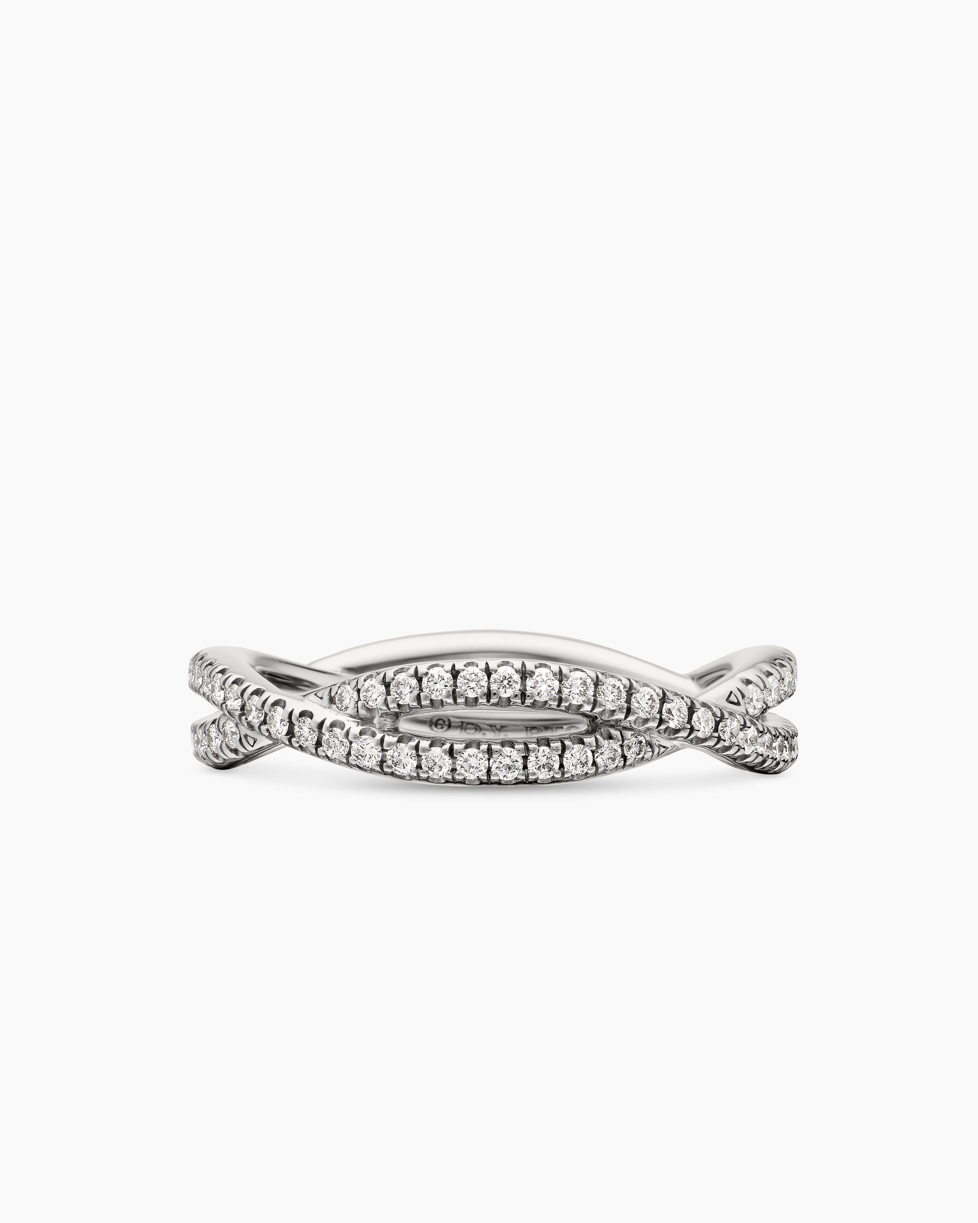 Womens DY Infinity Band Ring in Platinum with Diamonds, 4.18mm