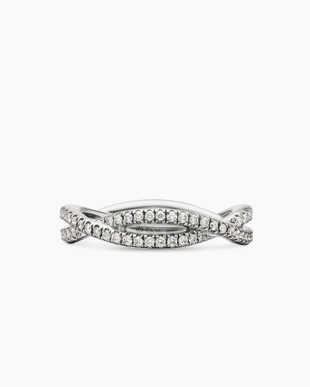 Womens DY Infinity Band Ring in Platinum with Diamonds, 4.18mm