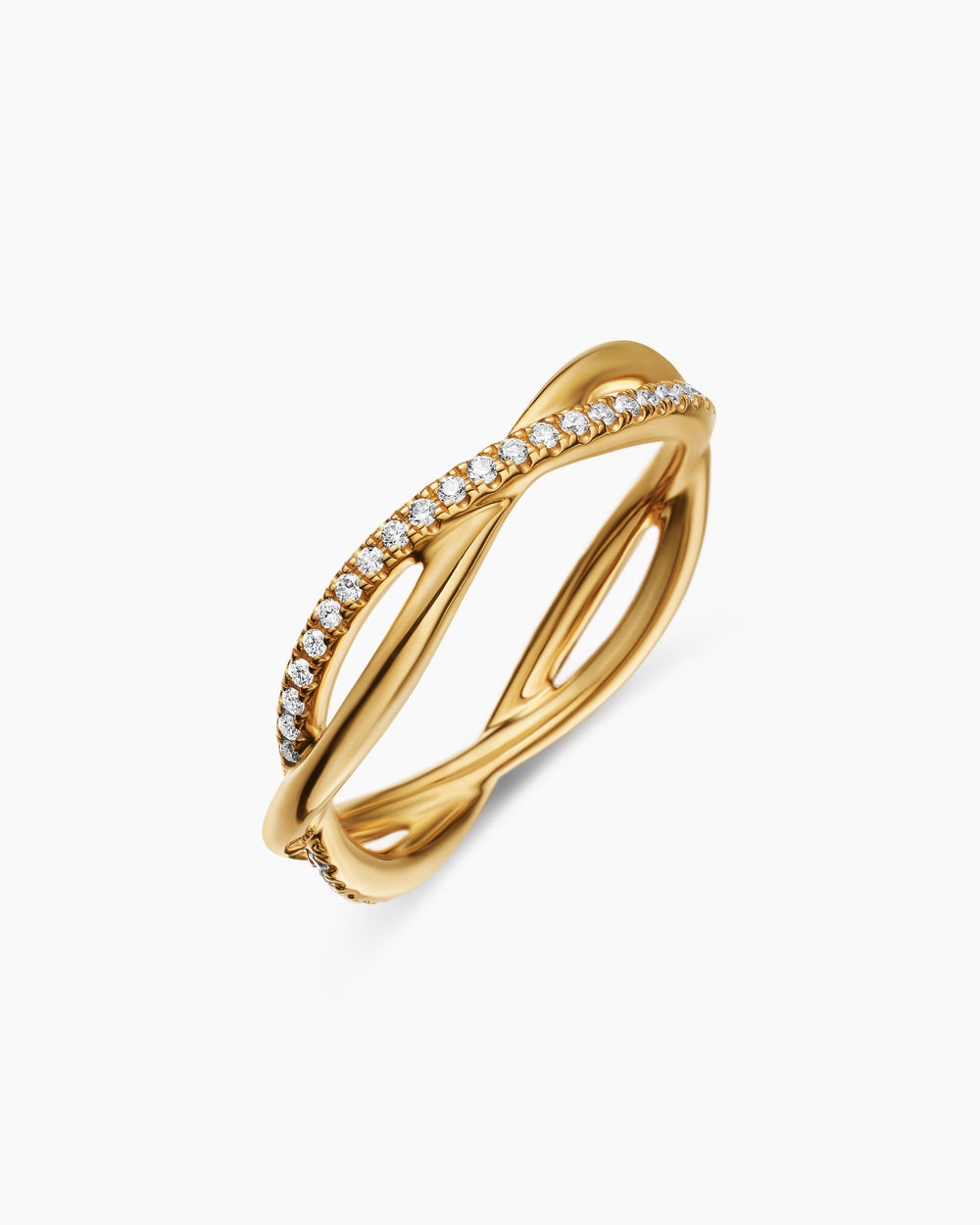 Anneau DY infinité en or jaune 18 carats avec diamants, 4,18 mm pour femmes