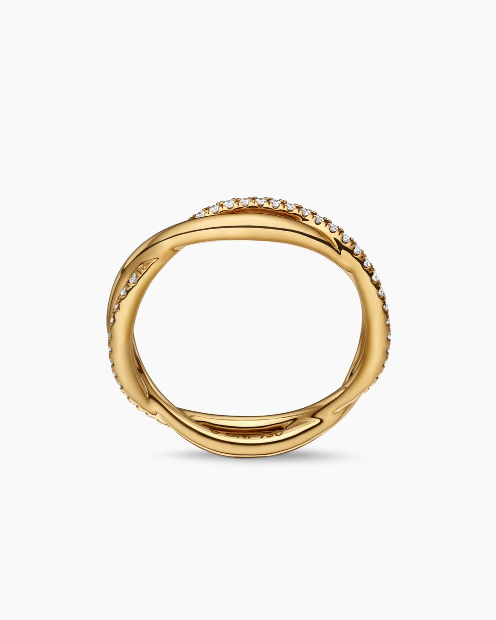 Anneau DY infinité en or jaune 18 carats avec diamants, 4,18 mm pour femmes