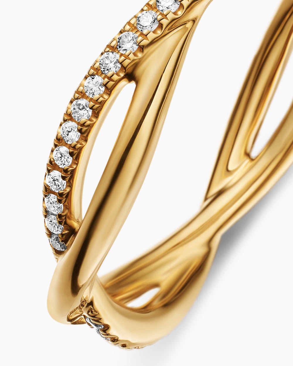Anneau DY infinité en or jaune 18 carats avec diamants, 4,18 mm pour femmes