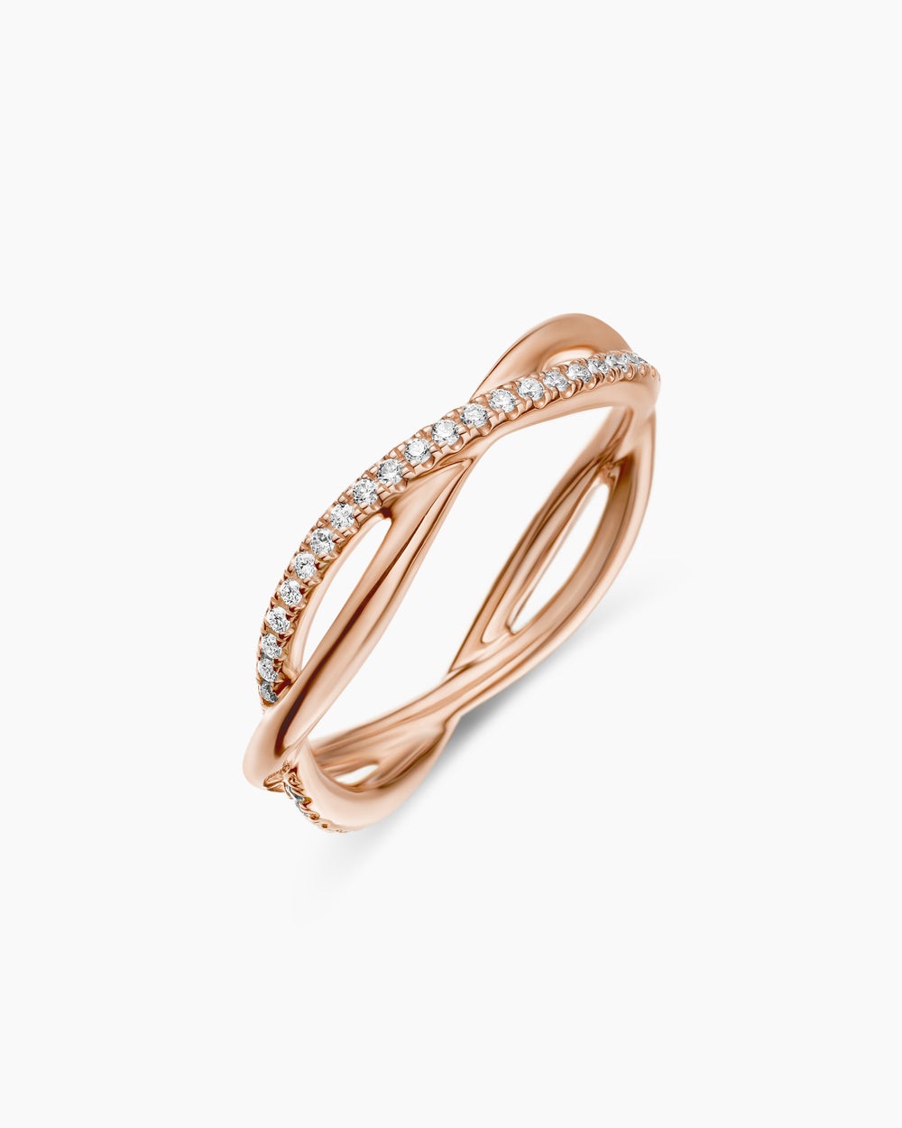 Anneau DY Infinity en or rose 18 carats avec diamants, 4,18 mm pour femmes