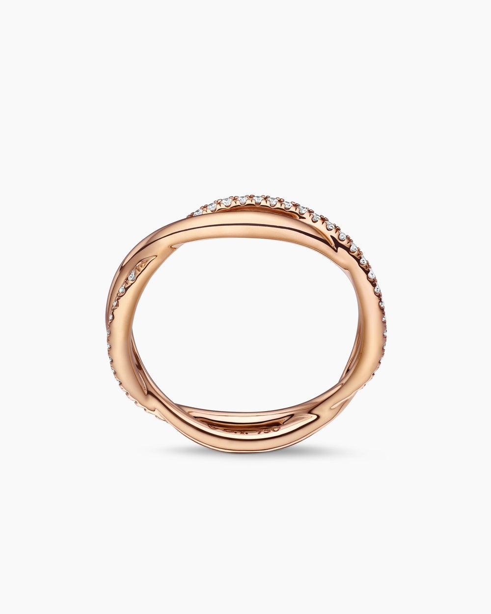 Anneau DY Infinity en or rose 18 carats avec diamants, 4,18 mm pour femmes