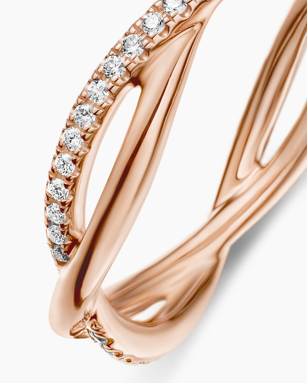 Anneau DY Infinity en or rose 18 carats avec diamants, 4,18 mm pour femmes