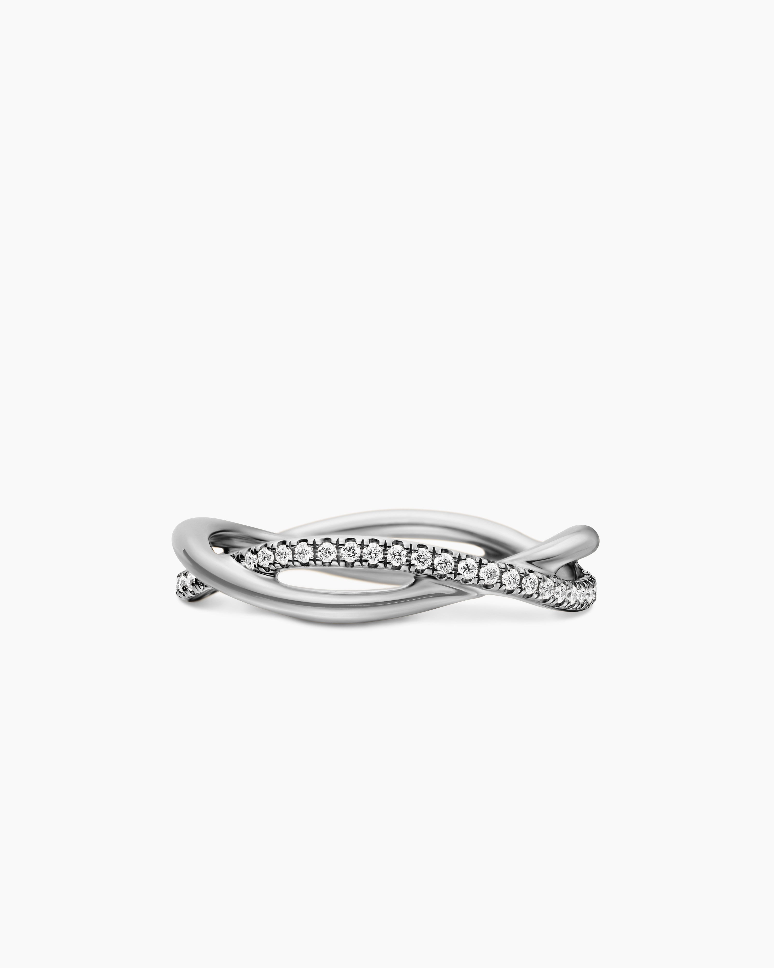 Womens DY Infinity Band Ring in Platinum with Diamonds, 4.18mm