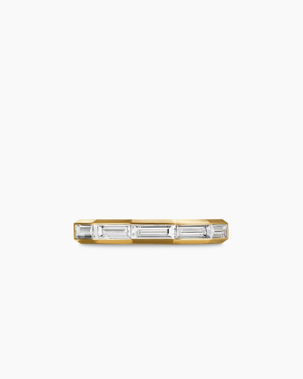 Anneau DY Delaunay en or jaune 18 carats avec diamants baguettes, 3,2 mm pour femmes
