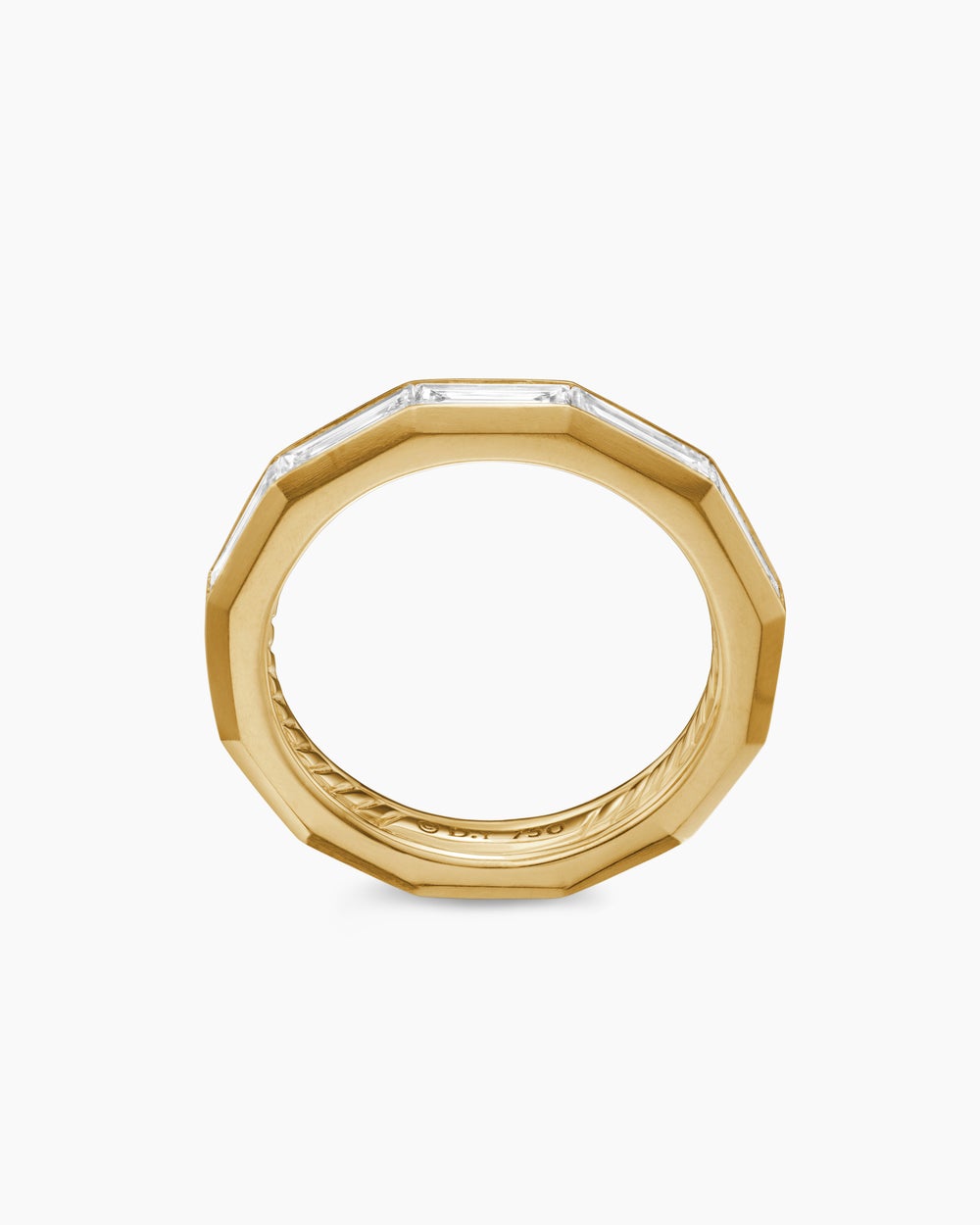 Anneau DY Delaunay en or jaune 18 carats avec diamants baguettes, 3,2 mm pour femmes