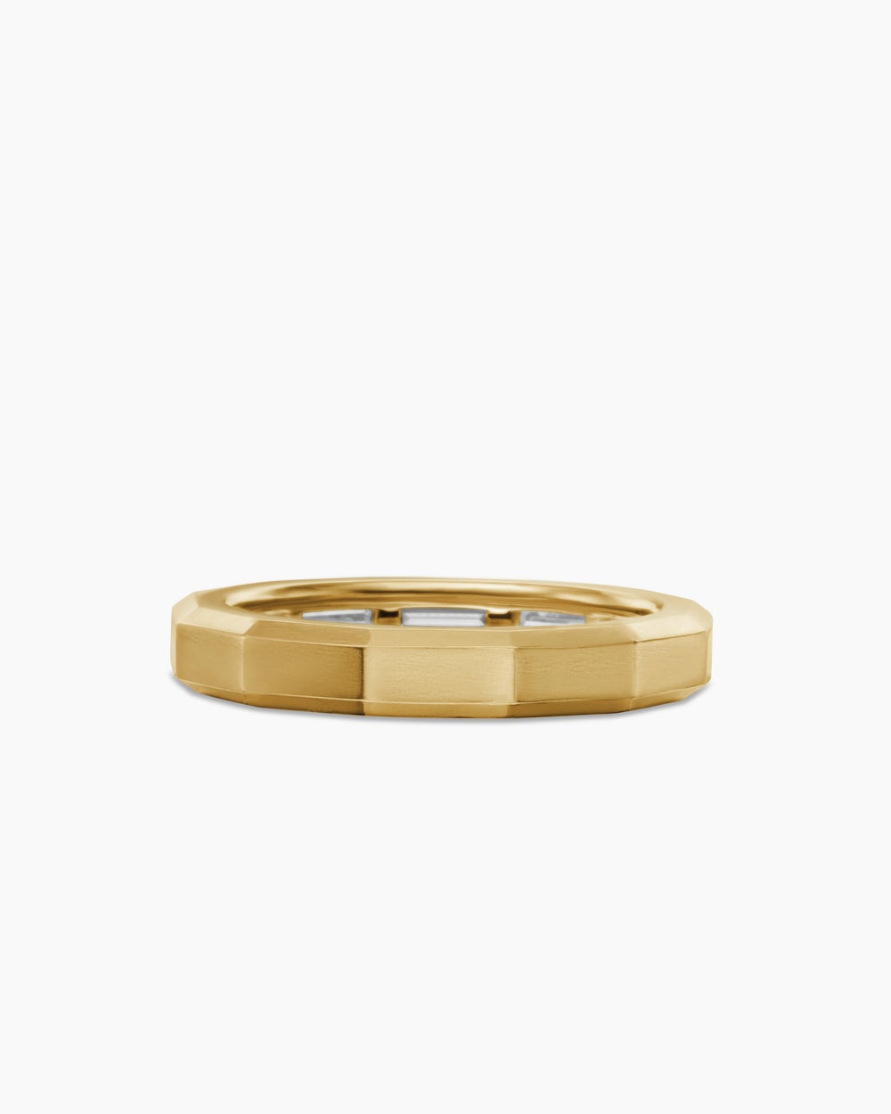 Anneau DY Delaunay en or jaune 18 carats avec diamants baguettes, 3,2 mm pour femmes