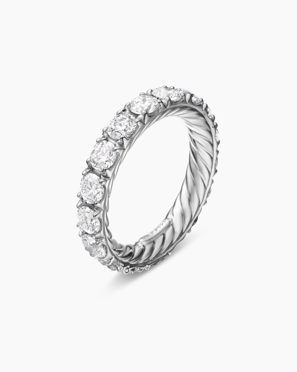 Womens DY Eden Eternity Band Ring in Platinum with Diamonds, 3.9mm